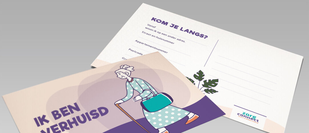 Verhuiskaartjes voor ouderen die verhuizen naar een woonvoorziening met zorg